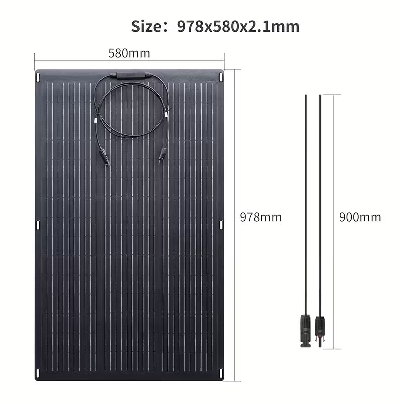 100 Watt Flexible Solar Panel – 24V/12V Monocrystalline Semi-Flexible Solar Power